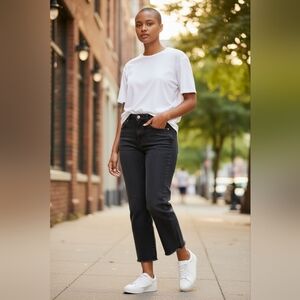 Judy‎ Blue Wide Crop Black Jeans Women’s Size 11/30 Raw Hem High Rise Stretch